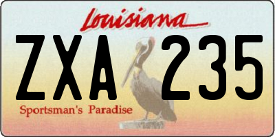 LA license plate ZXA235