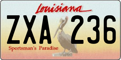 LA license plate ZXA236