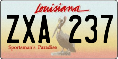 LA license plate ZXA237