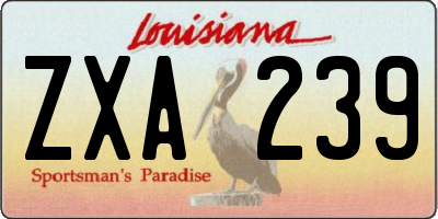 LA license plate ZXA239