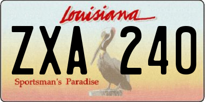 LA license plate ZXA240