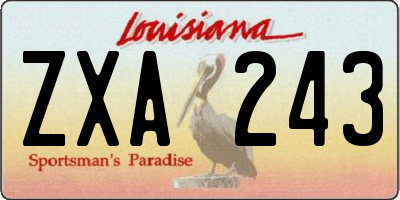 LA license plate ZXA243