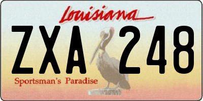 LA license plate ZXA248