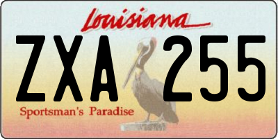 LA license plate ZXA255