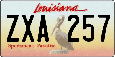 LA license plate ZXA257