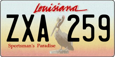 LA license plate ZXA259