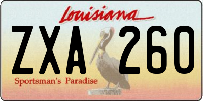 LA license plate ZXA260