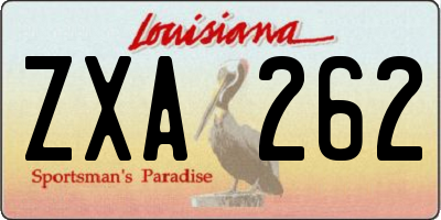 LA license plate ZXA262