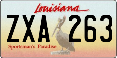 LA license plate ZXA263