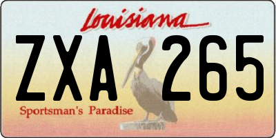 LA license plate ZXA265