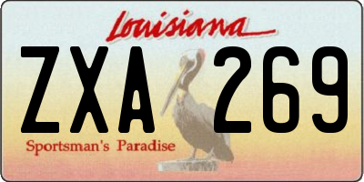 LA license plate ZXA269