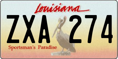 LA license plate ZXA274