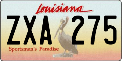 LA license plate ZXA275