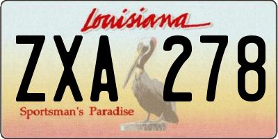 LA license plate ZXA278
