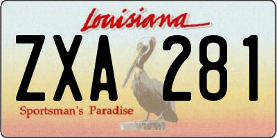 LA license plate ZXA281