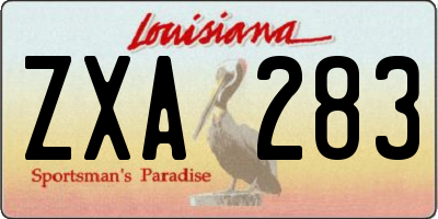 LA license plate ZXA283