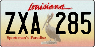 LA license plate ZXA285