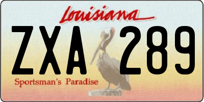 LA license plate ZXA289