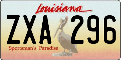 LA license plate ZXA296