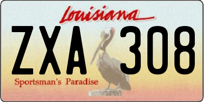 LA license plate ZXA308