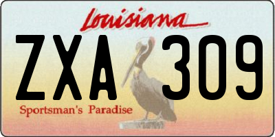 LA license plate ZXA309