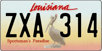 LA license plate ZXA314