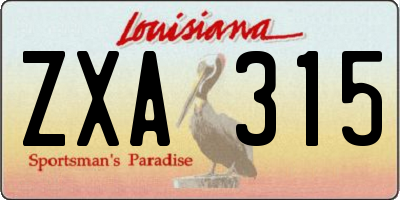 LA license plate ZXA315