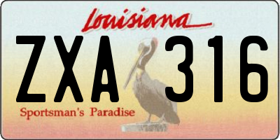 LA license plate ZXA316