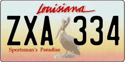 LA license plate ZXA334