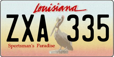 LA license plate ZXA335