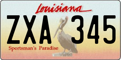 LA license plate ZXA345