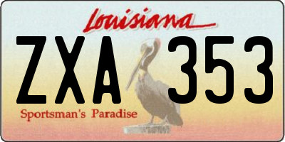 LA license plate ZXA353