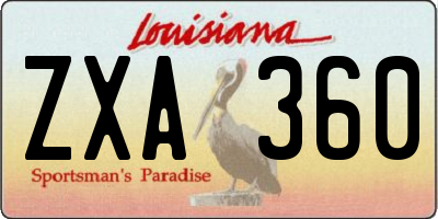 LA license plate ZXA360