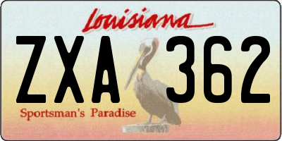 LA license plate ZXA362