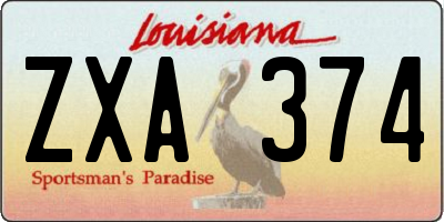 LA license plate ZXA374