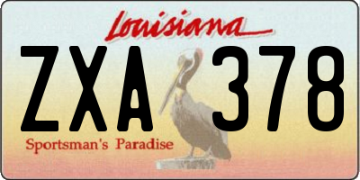 LA license plate ZXA378