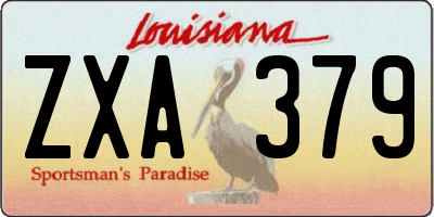 LA license plate ZXA379