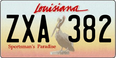 LA license plate ZXA382