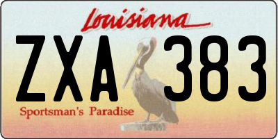 LA license plate ZXA383