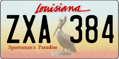 LA license plate ZXA384