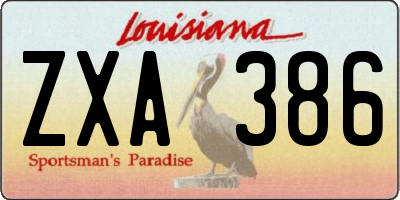 LA license plate ZXA386