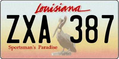 LA license plate ZXA387