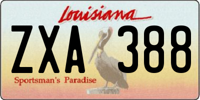 LA license plate ZXA388