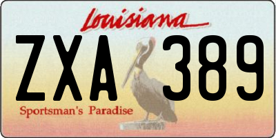 LA license plate ZXA389
