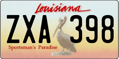 LA license plate ZXA398