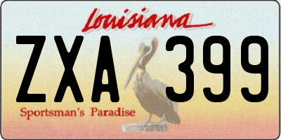 LA license plate ZXA399