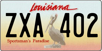 LA license plate ZXA402