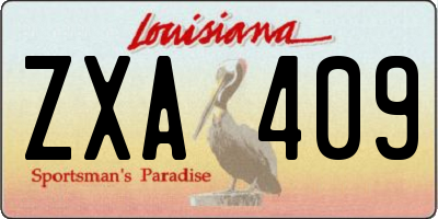 LA license plate ZXA409