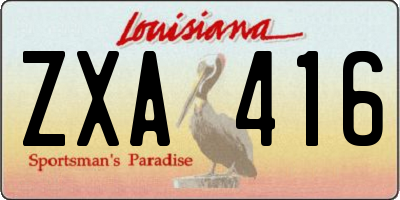 LA license plate ZXA416