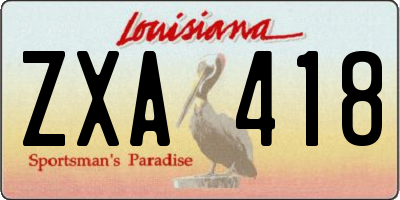 LA license plate ZXA418